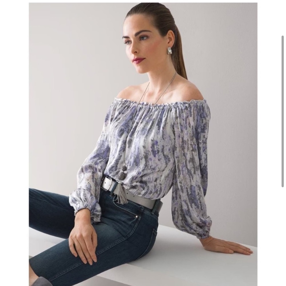 Lilac Off-Shoulder Printed Top
